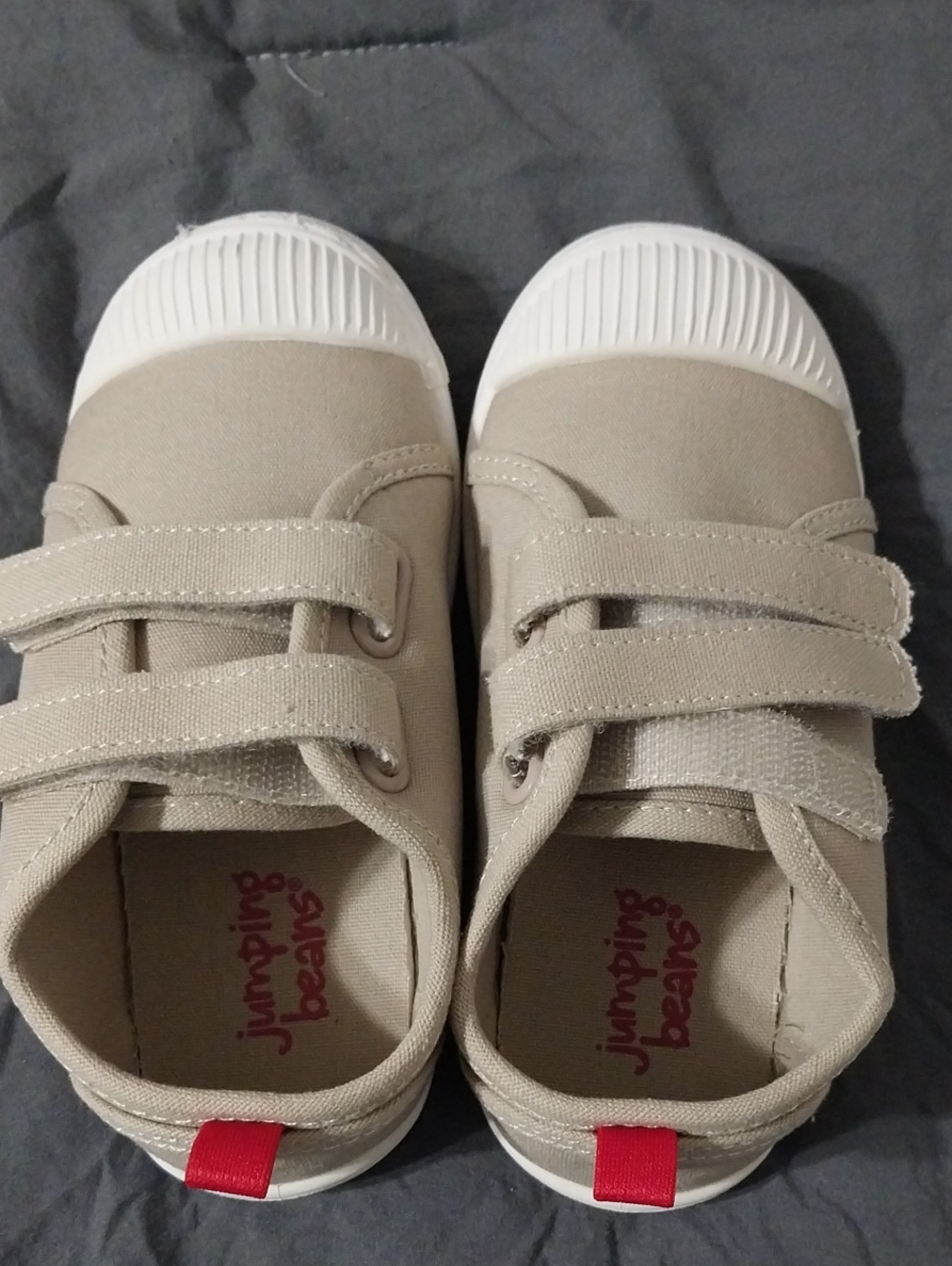 jumping beans Beige Canvas Sneakers with White Toe and Red Heel Tab